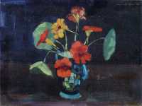 Capucines en vase bleu